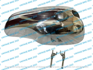 TANQUE DE GASOLINA DE ALEACIÓN PERSONALIZADO ESTILO MANX SLIMLINE CAMA DE PLUMAS NORTON + GRIFO DE TAPA / AJUSTE F - Imagen 1 de 8