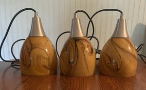 Art Deco Pre-Owned Set of 3 Hand Blown Murano hanging pendant lights - Picture 1 of 7