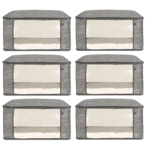 6Pcs Underbed Bedding Storage Bag Duvet Clothing Wardrobe Breathable Closet Box - Picture 1 of 7