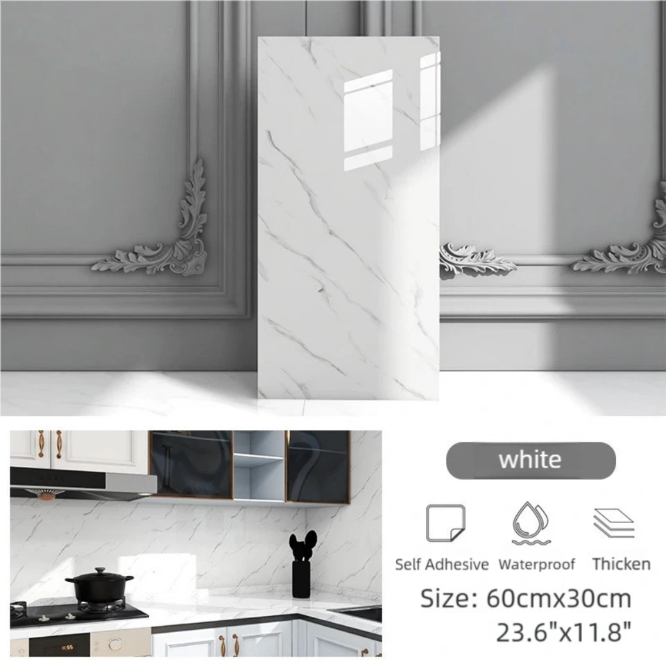 40pcs Gray Marble Peel and Stick Waterproof Wall Panels PVC Foam Wall Sticker - Image 1 of 4