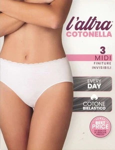 3 Damen Midi Slips Baumwolle Stretch Cotonella GD293 - Bild 1 von 2