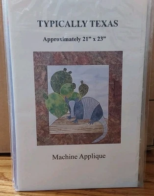 Typically Texas Machine Applique Quilt Pattern 21x23 Cactus Armadillo Desert - Image 1 of 2