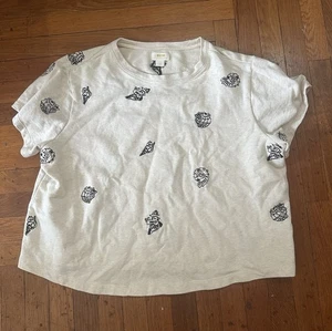 Maglia donna Maeve By Anthropologie 1X panna beige conchiglie mare manica corta - Foto 1 di 7