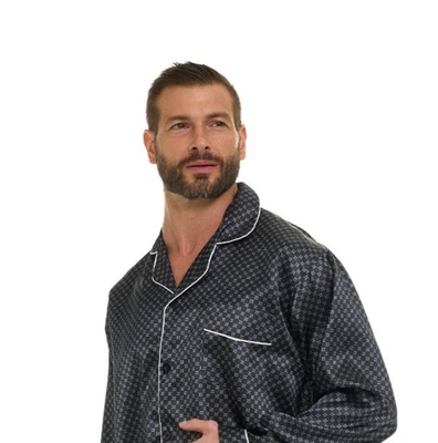 Pijama de satén de seda para hombre -Juego de pijama + PATRÓN A CUADROS ''ENTREGA EN 5 DÍAS - Vendedor de EE. UU.'' Foto 1 de 4