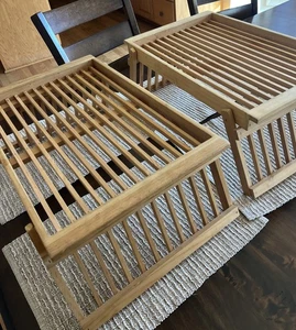 2 VTG Folding Breakfast Wood Serving Lap Bed Trays Adjustable TV Snack  Table - Picture 1 of 11