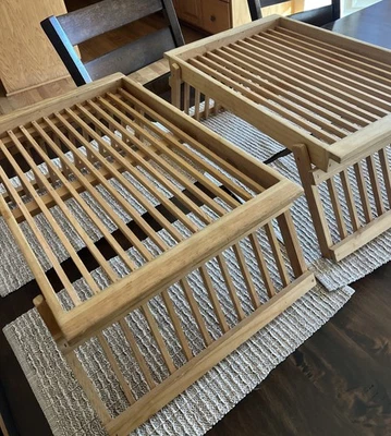 2 VTG Folding Breakfast Wood Serving Lap Bed Trays Adjustable TV Snack  Table - Image 1 of 4