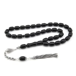 Handarbeit Tasbih 925K Silber Quaste gepresster Bernstein Bakelit Faturan 505051 - Bild 1 von 7