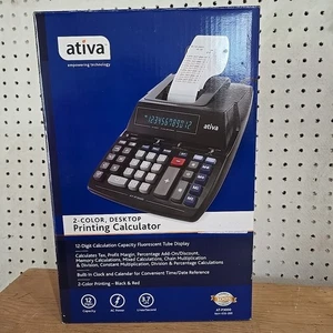 Ativa 2 Color Desktop Printing Calculator 12 Digit New #635-390 - Picture 1 of 7