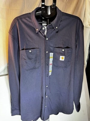 Carhartt FR Mens Flame-Resistant Blue Classic Twill Shirt NFPA 2112/CAT 2 Size L - Image 1 of 4