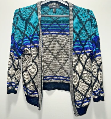 Suéter cárdigan tejido frontal abierto Forever 21 para mujer mediano azul verde azulado Foto 1 de 4