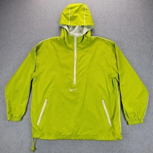 Vintage 90s Nike Center Swoosh Anorak Windbreaker 1/2 Zip Green Men's Size M - Picture 1 of 22
