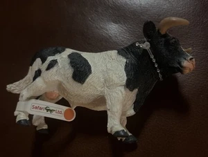 Vintage 1998 BULL Animal Figurine Safari Ltd. toy Farm Collection Black & White - Picture 1 of 1