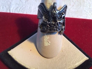 Adler & Motorrad Gravur Marke L. 1983. Nicht markiert Edelstahl Biker Ring - Bild 1 von 11