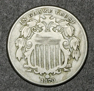 1870 Shield Nickel ...  VF - Image 1 of 2