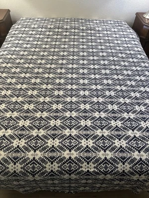 Hoja plana Pendleton doble franela diseño viaje hacia el oeste azul marino gris blanco Foto 1 de 4