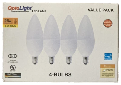 OptoLight LED Lamp value pack of 4 bulbs - 25W replacement - soft white 2700k