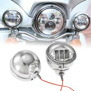 2x 4.5'' LED Fog Passing Lights & Housing Holder For Yamaha V-Star XVS 650 950 - Picture 1 of 12