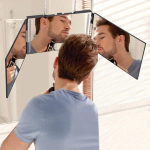 3 Way Mirror 360°Self Cut Led Light Mirror Tri-fold Mirror for Self Hair Cutting - Picture 1 of 20