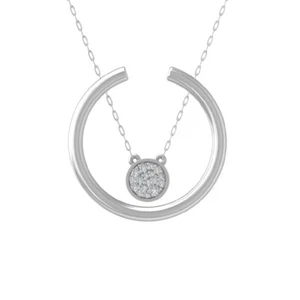 14k White Gold Lab Grown Diamond Composite Pendant Necklace 18" Silver Chain - Picture 1 of 5