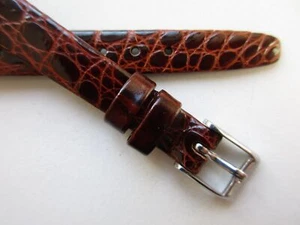Hirsch brown croco print 10 MM open end leather watch band strap - Picture 1 of 5