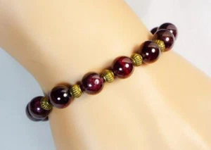 BRACCIALE ELASTICO CYNTHIA LYNN "GRANATO VINTAGE" GENNAIO PIETRA NASCITA GRANATO BRONZO - Foto 1 di 1