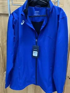 Asics Mens Full Zip Track Running Jacket Blue with Silver Logo - Picture 1 of 3