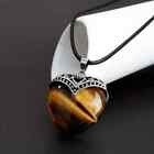 Natural Stone Heart Shaped Necklace Crystal Healing Pendant With Gift Box