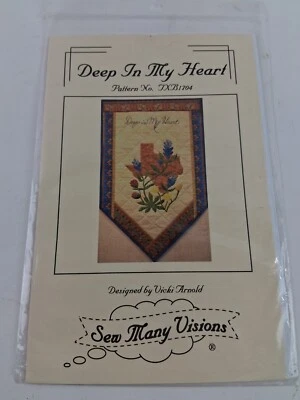 Deep in My Heart Texas Bluebonnets Wildflowers Wall Hanging Applique Pattern - Image 1 of 3