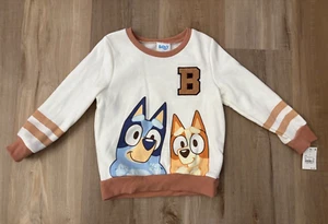 NWT Bluey Chenille Fleece Pullover Sweatshirt Toddler Kids 5T Cream Sweater - Picture 1 of 16