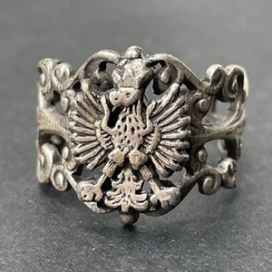 POLAND Ring Polish jewelry Vintage Old Pot Metal Rare EAGLE Army - Picture 1 of 5