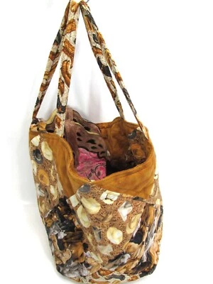 Unique Horse Themed Patchwork Tote Boot Bag Cowboy Hat Button Fabric Mustang - Image 1 of 4
