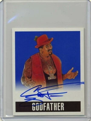 Leaf Originals Wrestling Blue Godfather 2014 en tarjeta automática #'d/10 Papa Shango Foto 1 de 2