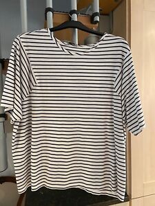 TU Black and White Striped Drop Shoulder T-Shirt Size 20