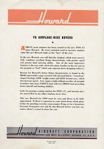 Pubblicità Aerei Howard 1939 1/14/2025d - Foto 1 di 1