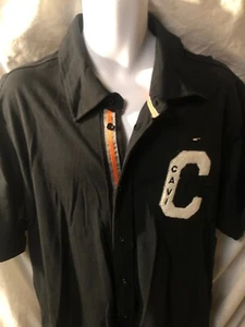 NEU MIT ETIKETT CAVI HERREN Varsity Buchstaben-Stil Knopfleiste Kurzarm 3XL SCHWARZ - Bild 1 von 6