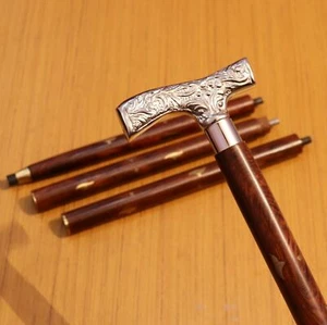 Handmade Derby design Chrome Plated Handle Vintage Wooden Walking Stick Cane - Picture 1 of 6