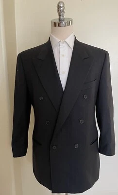 MANI BY GIORGIO ARMANI Vintage Cashmere Blend DB 6/1 DB Jacket in Ink Size 41 R - Imagem 1 de 4