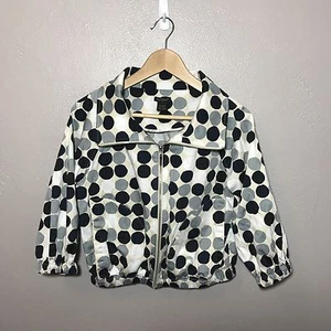 Nue Options Women's Jacket Size 4 Cotton Full Zip Navy Beige Gray Polka Dot EUC  - Picture 1 of 12