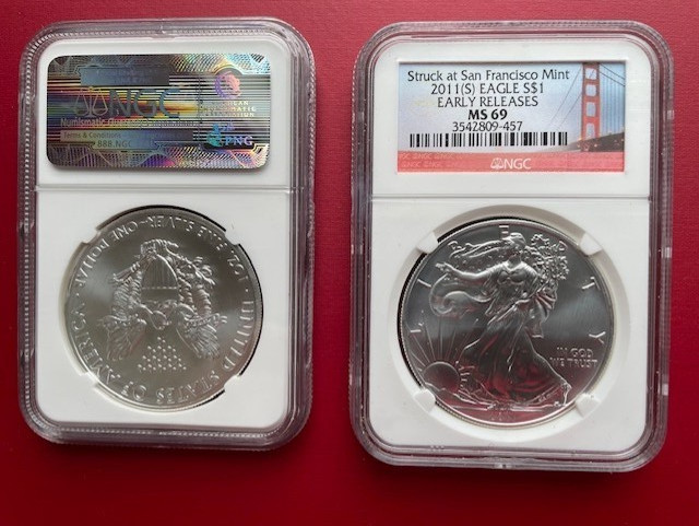 2006年 イーグル銀貨 NGC鑑定 MS69 2006 Silver Eagle $1 NGC MS69, Early Production Struck in