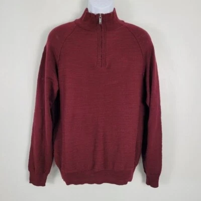 Jachs New York Burgundy  Quarter Zip Raglan Pull Over Sweater Size L - Image 1 of 4