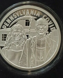 1 oz .999 Silver Shield Proof TRANSylvania Coin American Gothic Pennsylvania NEW - Picture 1 of 9