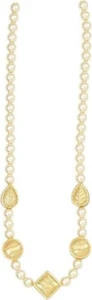 Collar de perlas Mercedes Shaffer chapado en oro de 24 k, 16 pulgadas MS241/2GP - Imagen 1 de 6