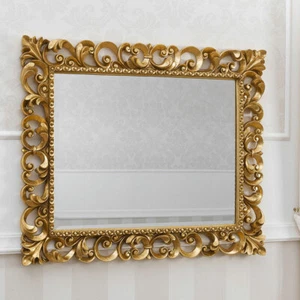Specchiera Zaafira stile Barocco Francese cornice traforata foglia oro specch... - Foto 1 di 2