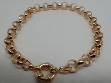 14ct  jaune or belcher boulon bague chaîne solide bracelet 8' 21 cm