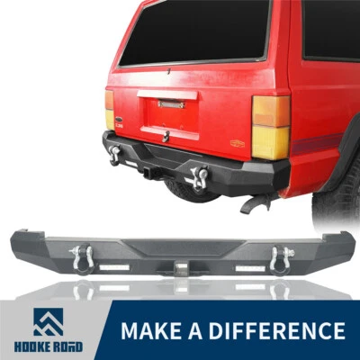 Hooke Road Rear Bumper w/LED Light Hitch Receiver for 1984-2001 Jeep Cherokee XJ Foto 1 de 4
