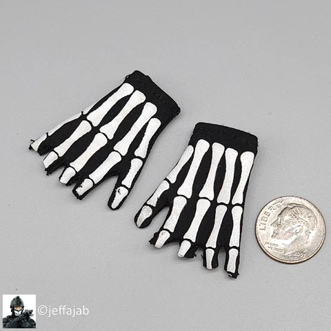 1:6 Scale Flagset End War Ghost 2.0 Skeleton Finger Black Gloves READ NOTES Cover