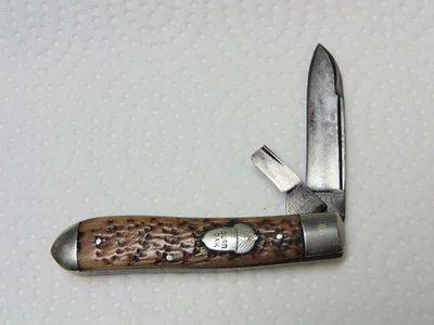 Vintage Miller Bros. 2 Blade Pocket Knife For Parts Or Repair Burr Oak Shield - Image 1 of 4