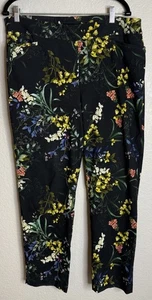 Chicos Womens 2.5 US 14 Brigitte Slim Ankle Pants Floral Pull On Preppy Career - Picture 1 of 11