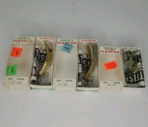 HELIN'S FLATFISH X5-GPL Gold (2) & (1) F7-FR Fly-Rod FLATFISH Pre-Owned Vintage - Picture 1 of 9