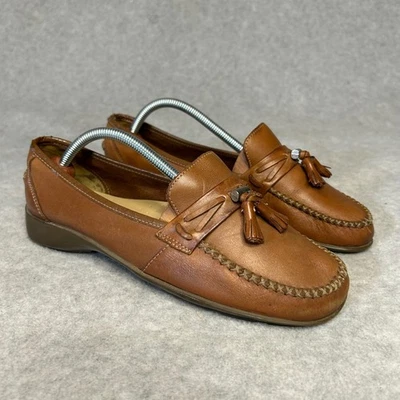 Zapatos cómodos mocasines con borlas de cuero tostado Thom McAn para mujer talla 9W DEFECTUOSOS Heritage Foto 1 de 4